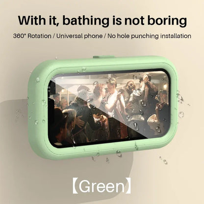 Cell Phone Holder Adjustable Sticky Wall Mount Waterproof Box Shower Bathroom Phone Stand TV Catch Up Use All Smartphones